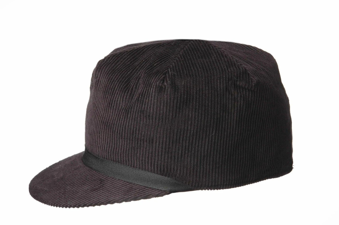 Crown Cap Black Corduroy Stockman Cap with Button Top - Crown Cap Crown Cap Houlihan Saddlery LLC