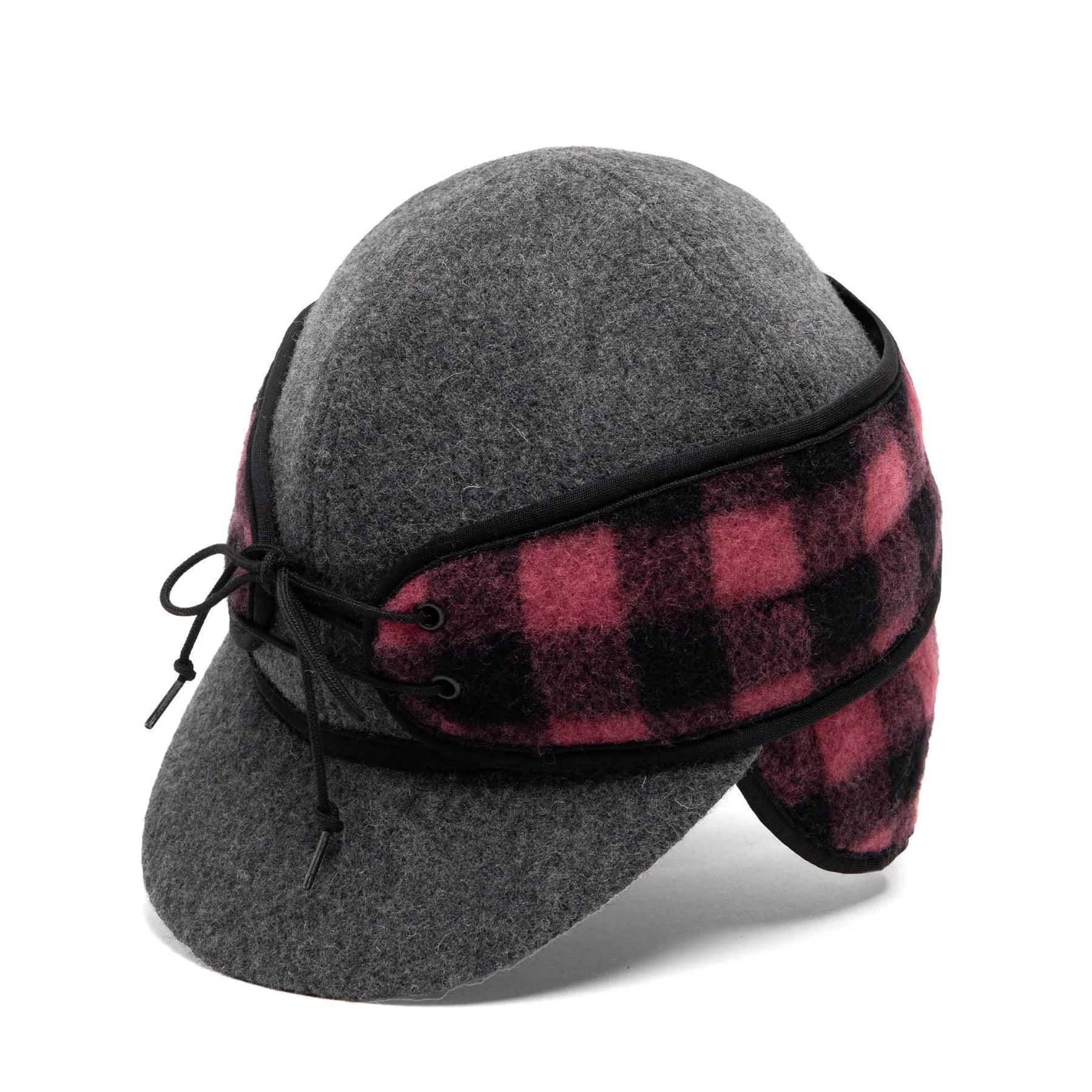 Crown Cap Solid Color Wool Blend with Buffalo Check Railroad Hat - Houlihan Saddlery LLC