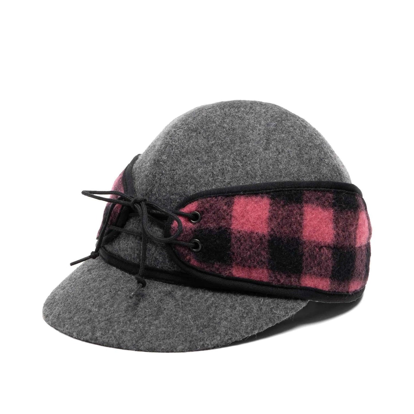 Crown Cap Solid Color Wool Blend with Buffalo Check Railroad Hat - Houlihan Saddlery LLC