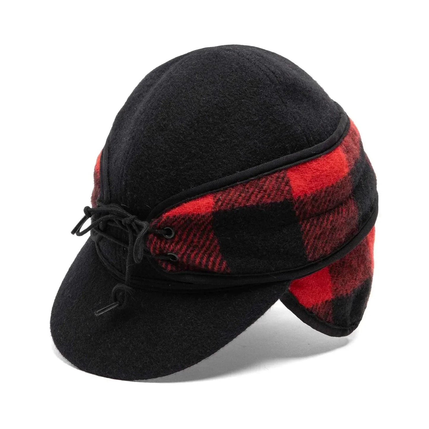 Crown Cap Solid Color Wool Blend with Buffalo Check Railroad Hat - Crown Cap Crown Cap Houlihan Saddlery LLC