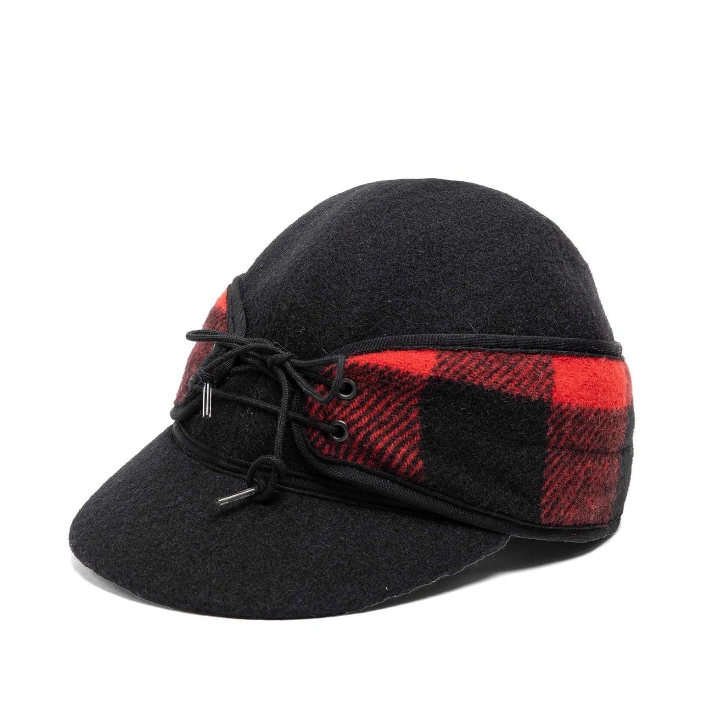 Crown Cap Solid Color Wool Blend with Buffalo Check Railroad Hat - Houlihan Saddlery LLC