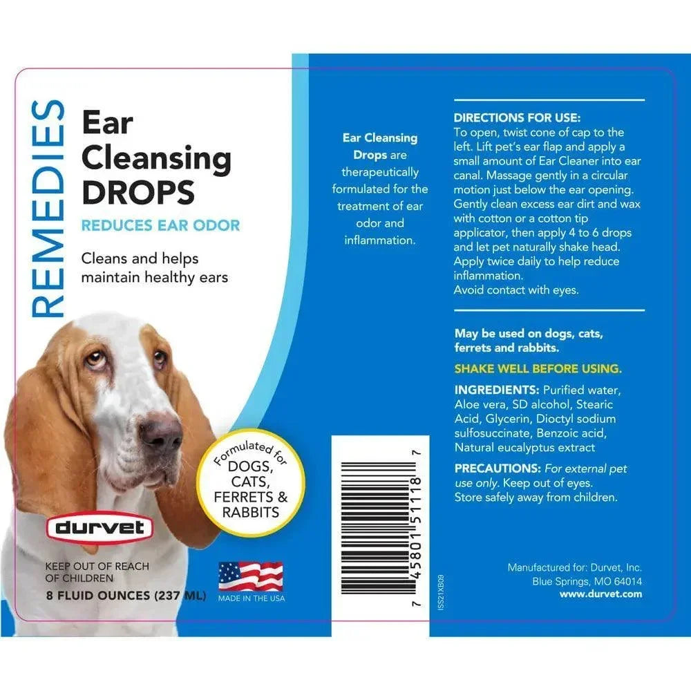 Durvet Remedies Ear Cleansing Drops - Pet Ear Care Durvet Houlihan Saddlery LLC