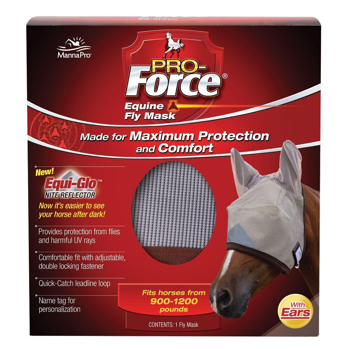 Pro-Force Equine Fly Mask with Ears - Horse Fly control Manna Pro Houlihan Saddlery LLC