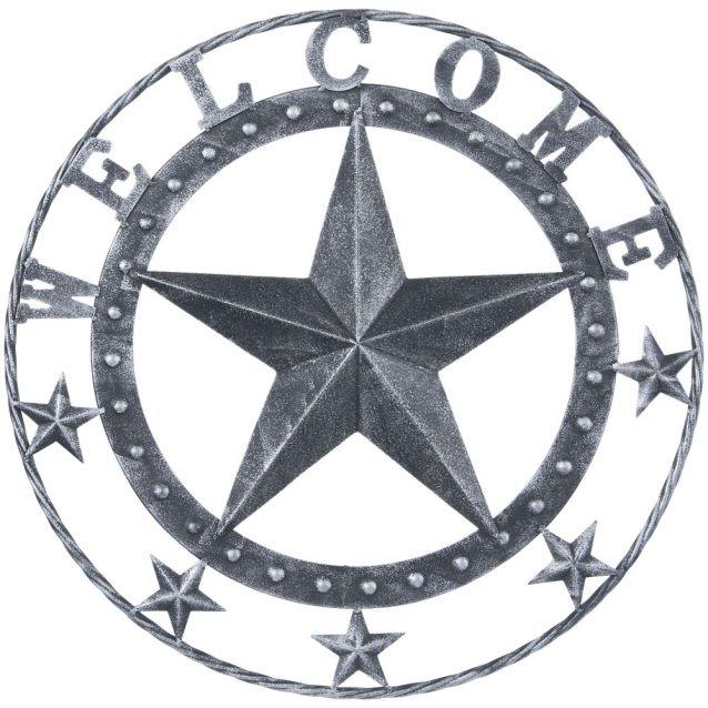 18" Antique Decorative "Welcome" Metal Star Sign - Houlihan Saddlery LLC