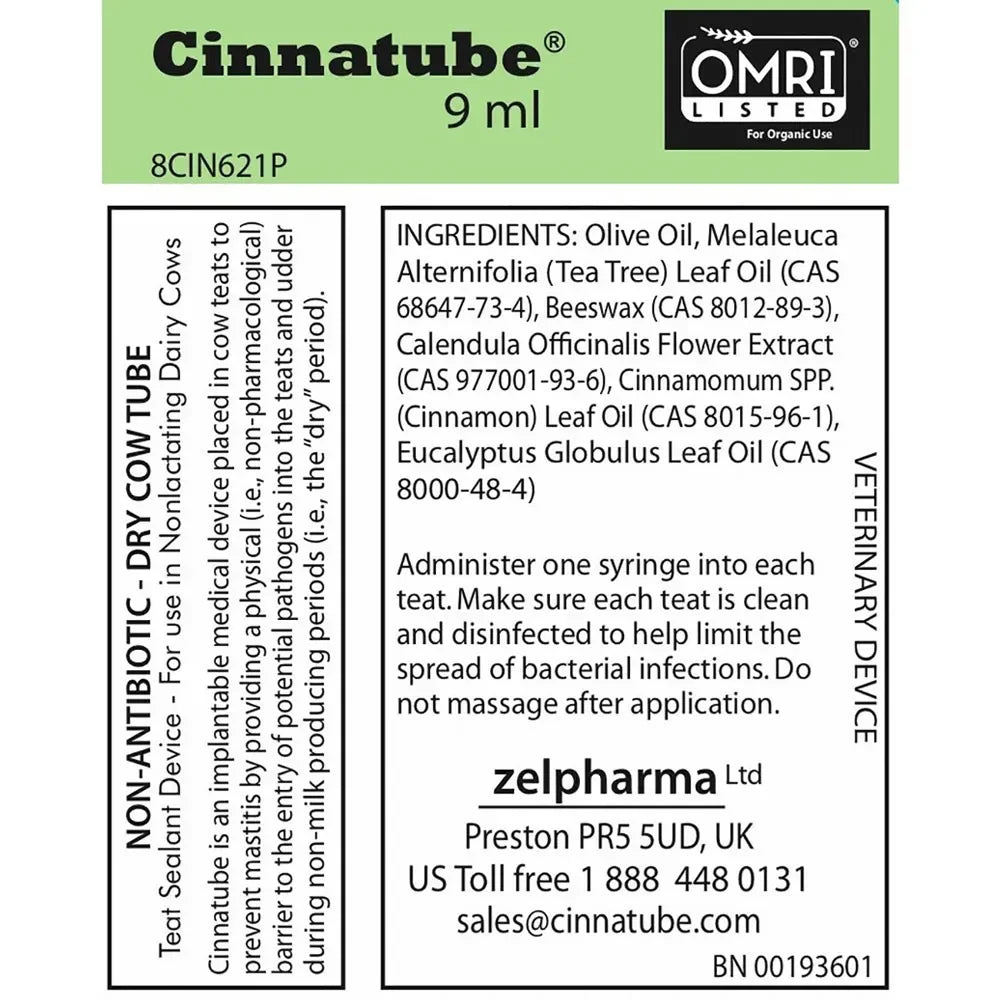 Cinnatube Teat Sealant - udder care Zelpharma Houlihan Saddlery LLC
