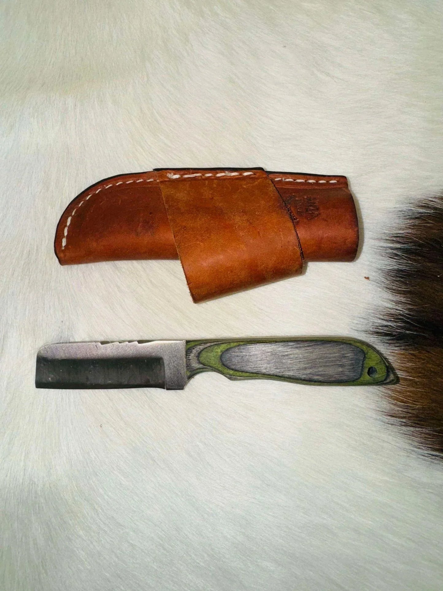 Anza Knives Nute Green and Black Wood Handle - Houlihan Saddlery LLC