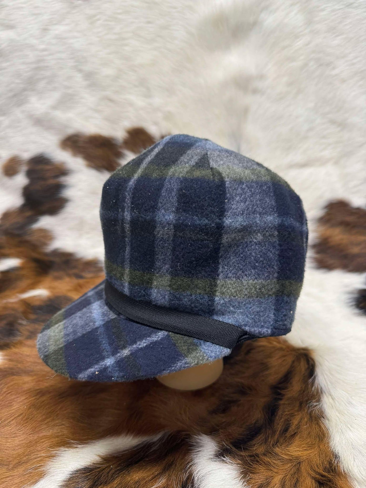 Crown Cap Blue Plaid Stockman Cap