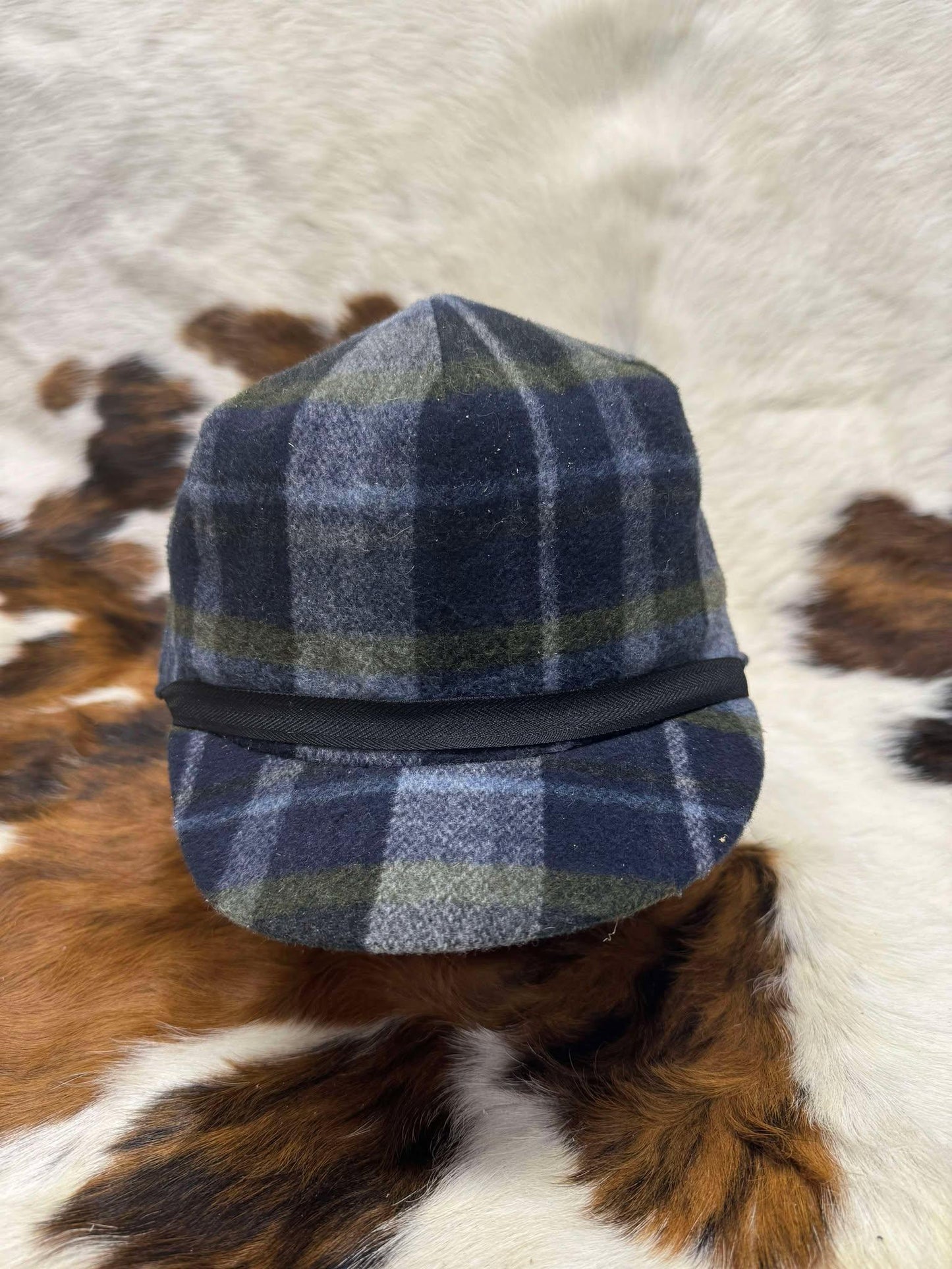 Crown Cap Blue Plaid Stockman Cap