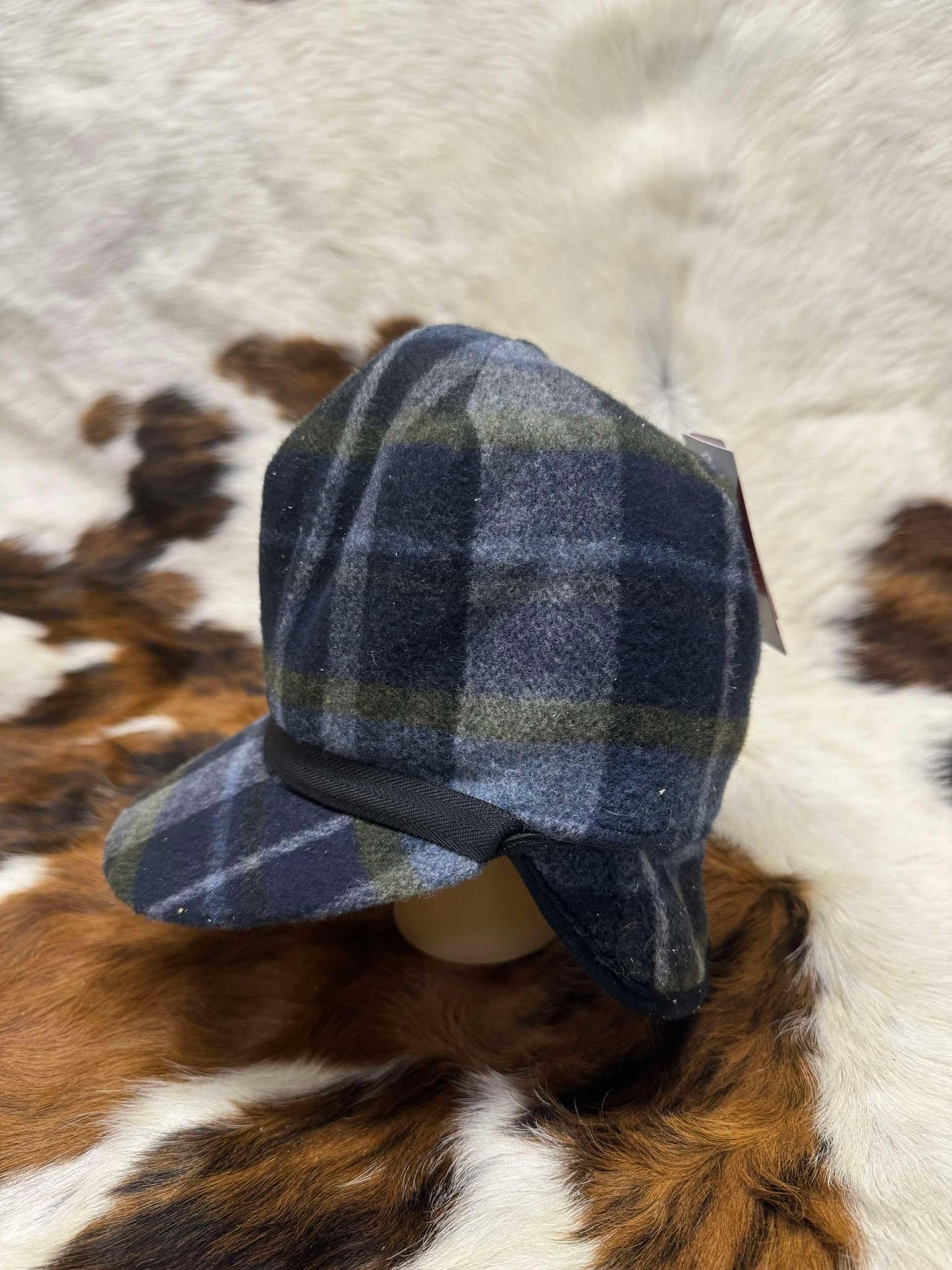 Crown Cap Blue Plaid Stockman Cap