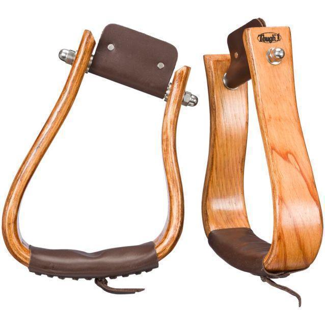 Tough1 Oak Hardwood Angled Stirrups - Stirrups Tough1 Houlihan Saddlery LLC