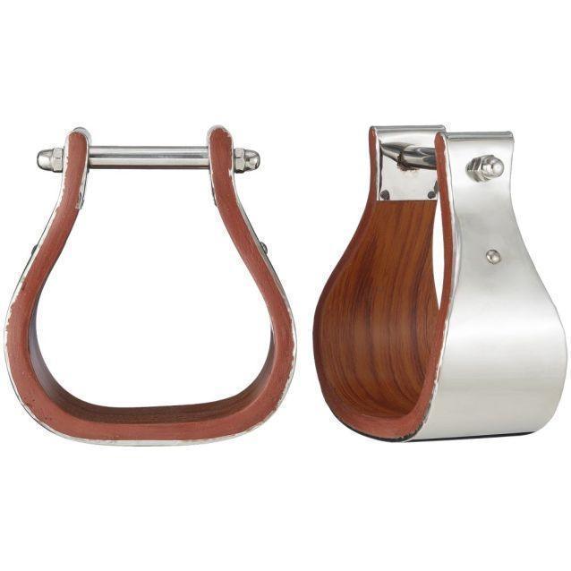 Tough1 Polished Stainless Steel Wood Stirrups-Youth - Stirrups Tough1 Houlihan Saddlery LLC