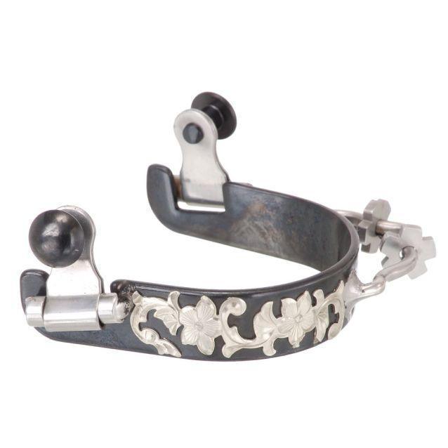 Tough1 Black Steel Floral Bumper Spurs - Spurs Tough1 Houlihan Saddlery LLC