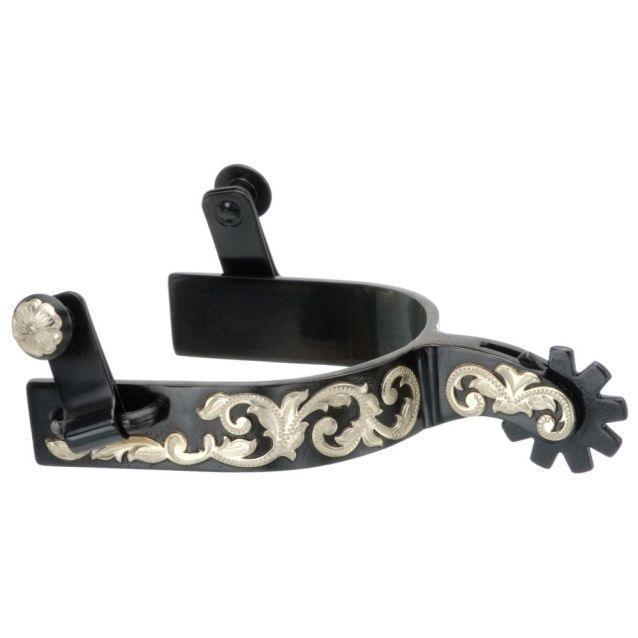 Tough1 Spurs with Silver Floral Overlay - Spurs Tough1 Houlihan Saddlery LLC