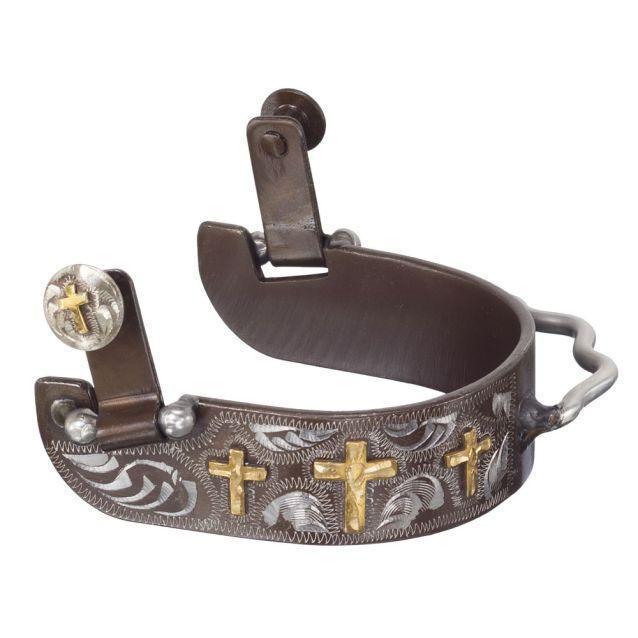 Tough1 Gold Triple Cross Bumper Spurs - Spurs Tough1 Houlihan Saddlery LLC