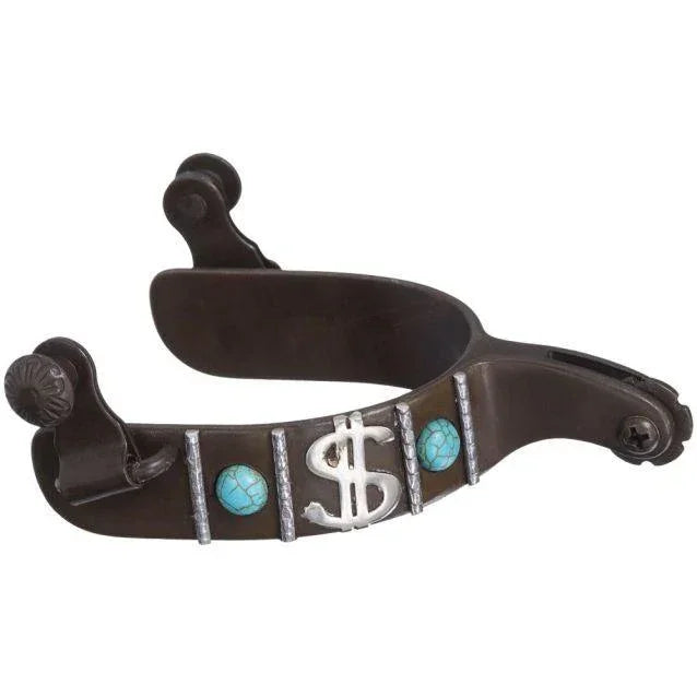 Tough1 Antique Turquoise Stone & Dollar Sign Spurs - Houlihan Saddlery LLC