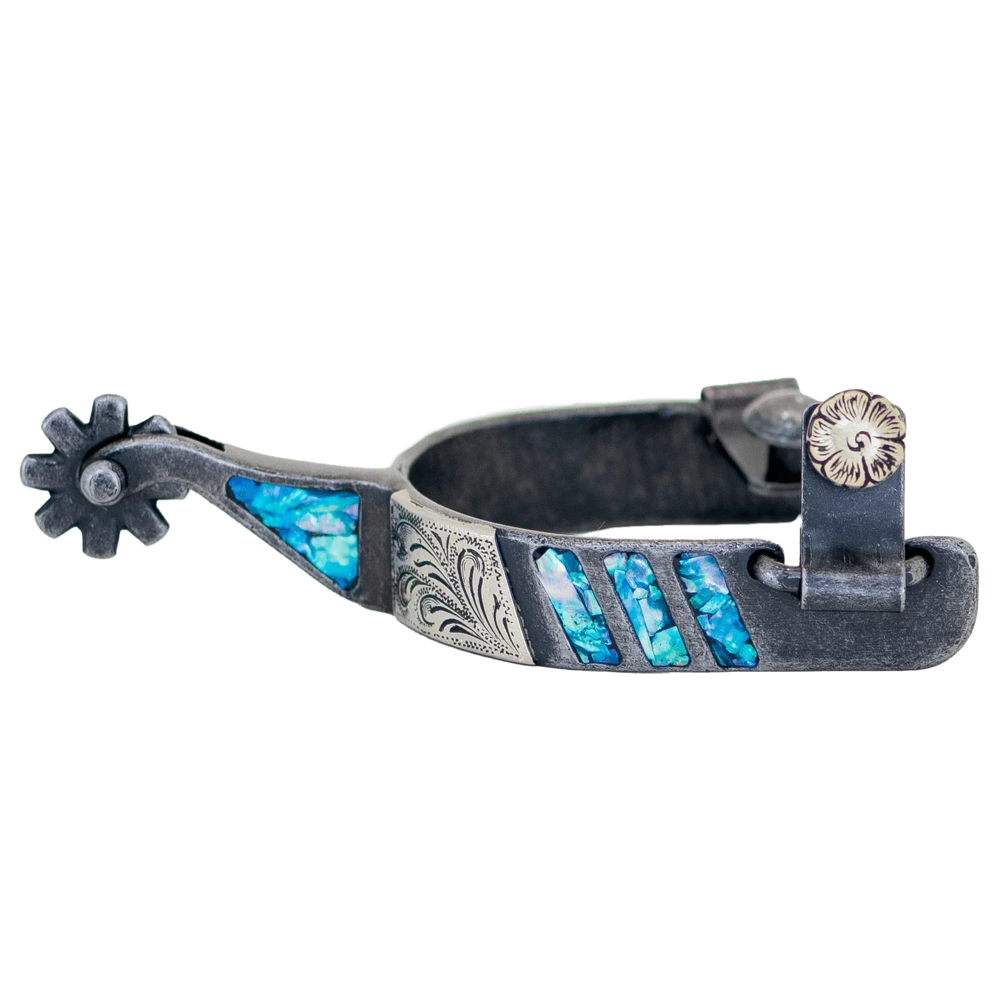 Turquoise Collection Medium Cup Spurs - Spurs Cowboy Tack Houlihan Saddlery LLC