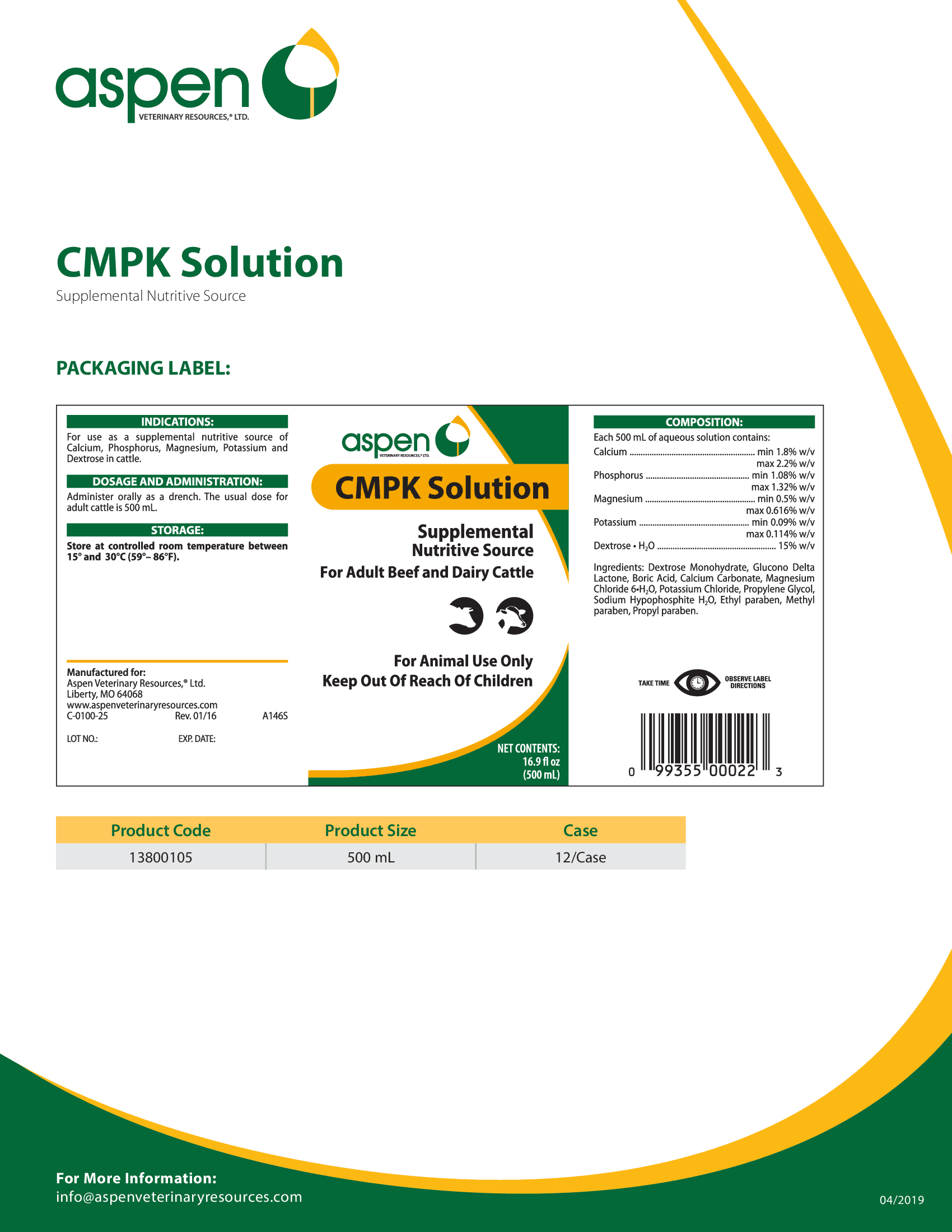 Aspen Vet CMPK Oral Solution - Houlihan Saddlery LLC