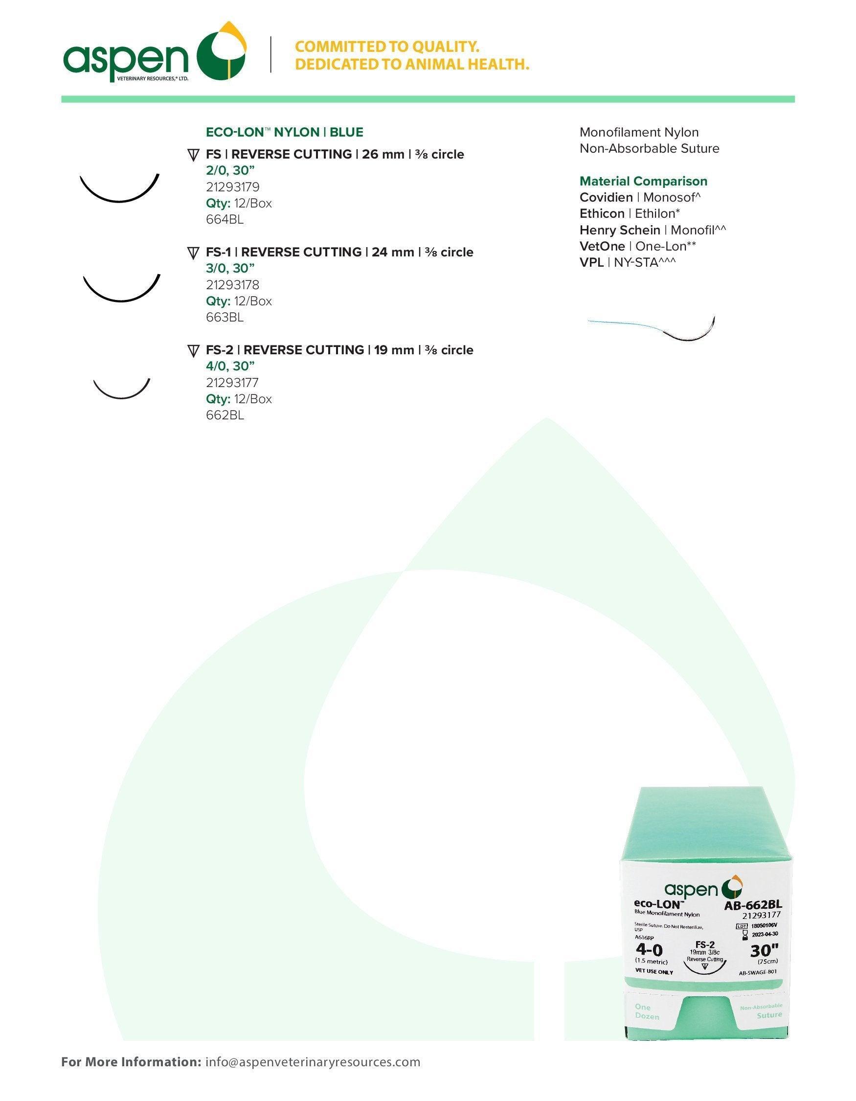 Aspen Vet eco-LON Sutures - Houlihan Saddlery LLC