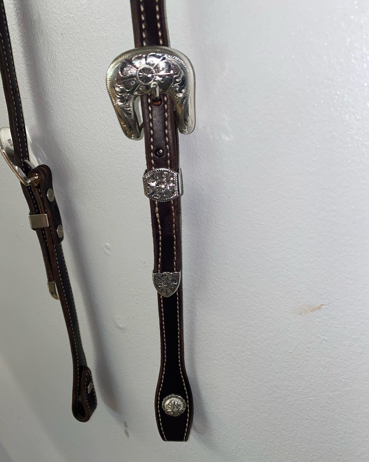 English Bridle Leather Sliding Ear Headstall - Houlihan Saddlery LLC