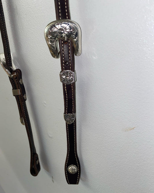 English Bridle Leather Sliding Ear Headstall - Houlihan Saddlery LLC