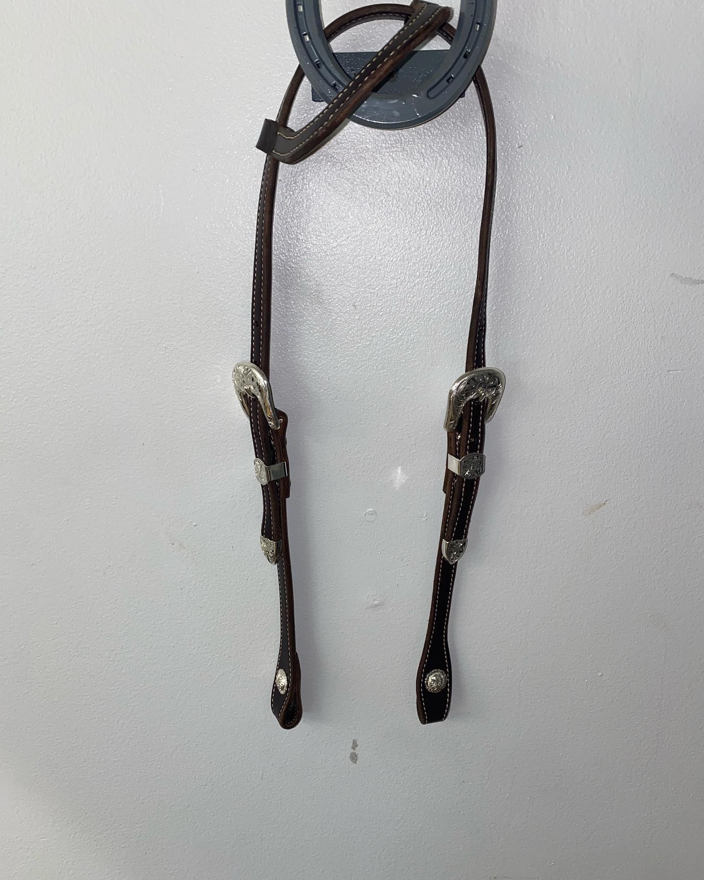 English Bridle Leather Sliding Ear Headstall - Houlihan Saddlery LLC