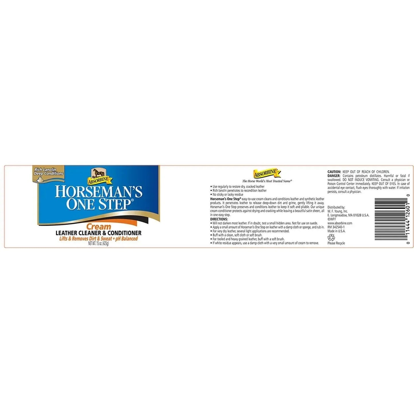 Horseman’s One Step Cream Leather Cleaner & Conditioner - Leather Care Absorbine Houlihan Saddlery LLC
