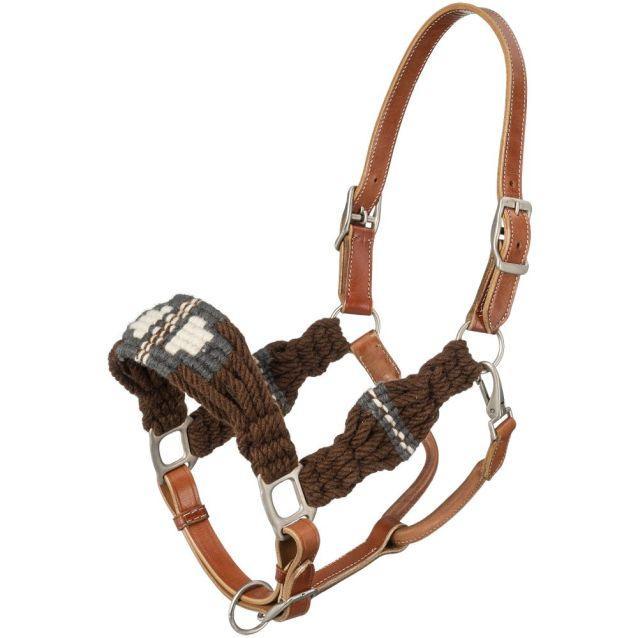 Tough1 Wool String Leather Halter - Houlihan Saddlery LLC