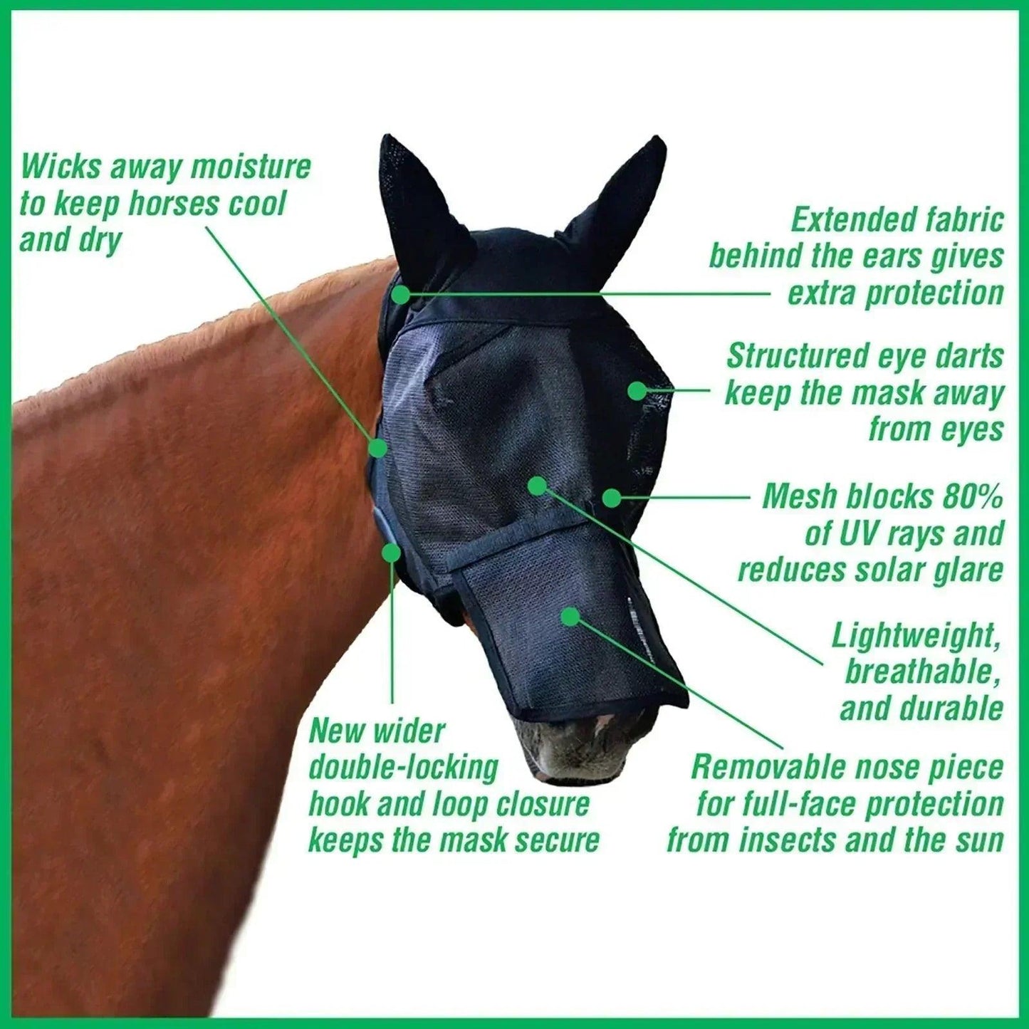 Ultra Shield Fly Mask with Removable Nose - Houlihan Saddlery LLC