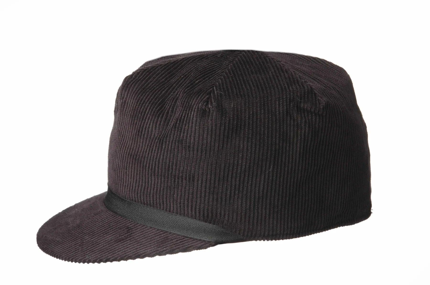 Crown Cap Black Corduroy Stockman Cap with Button Top - Houlihan Saddlery LLC