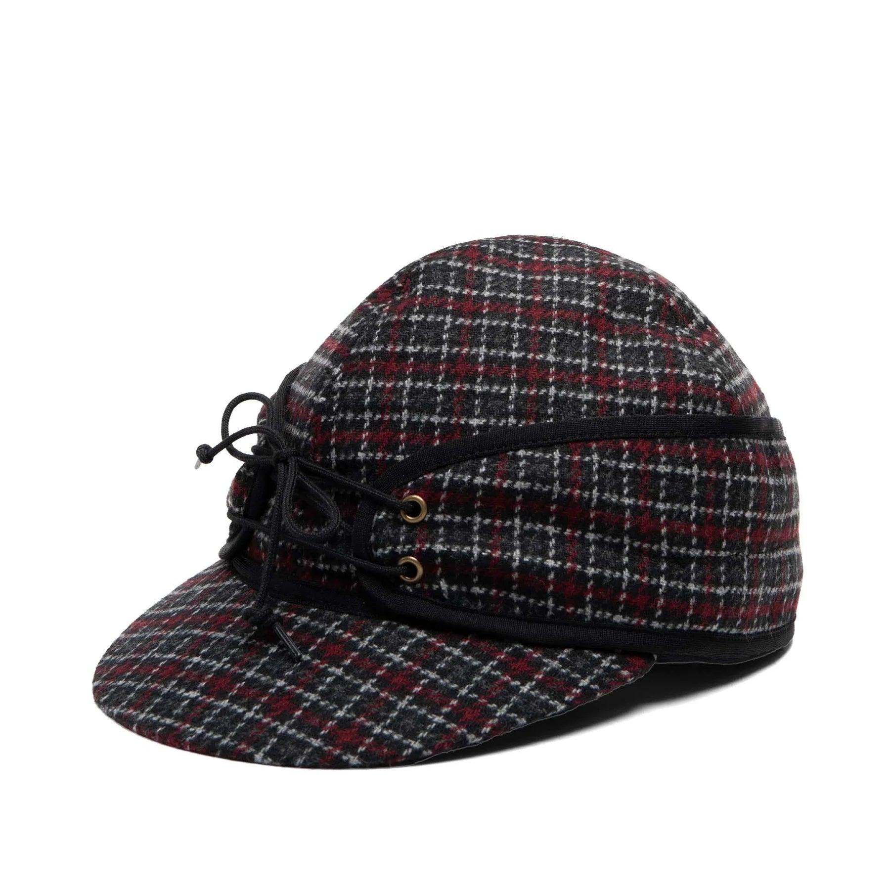 Crown Cap Wool Blend Black Plaid Railroad Hat - Houlihan Saddlery LLC