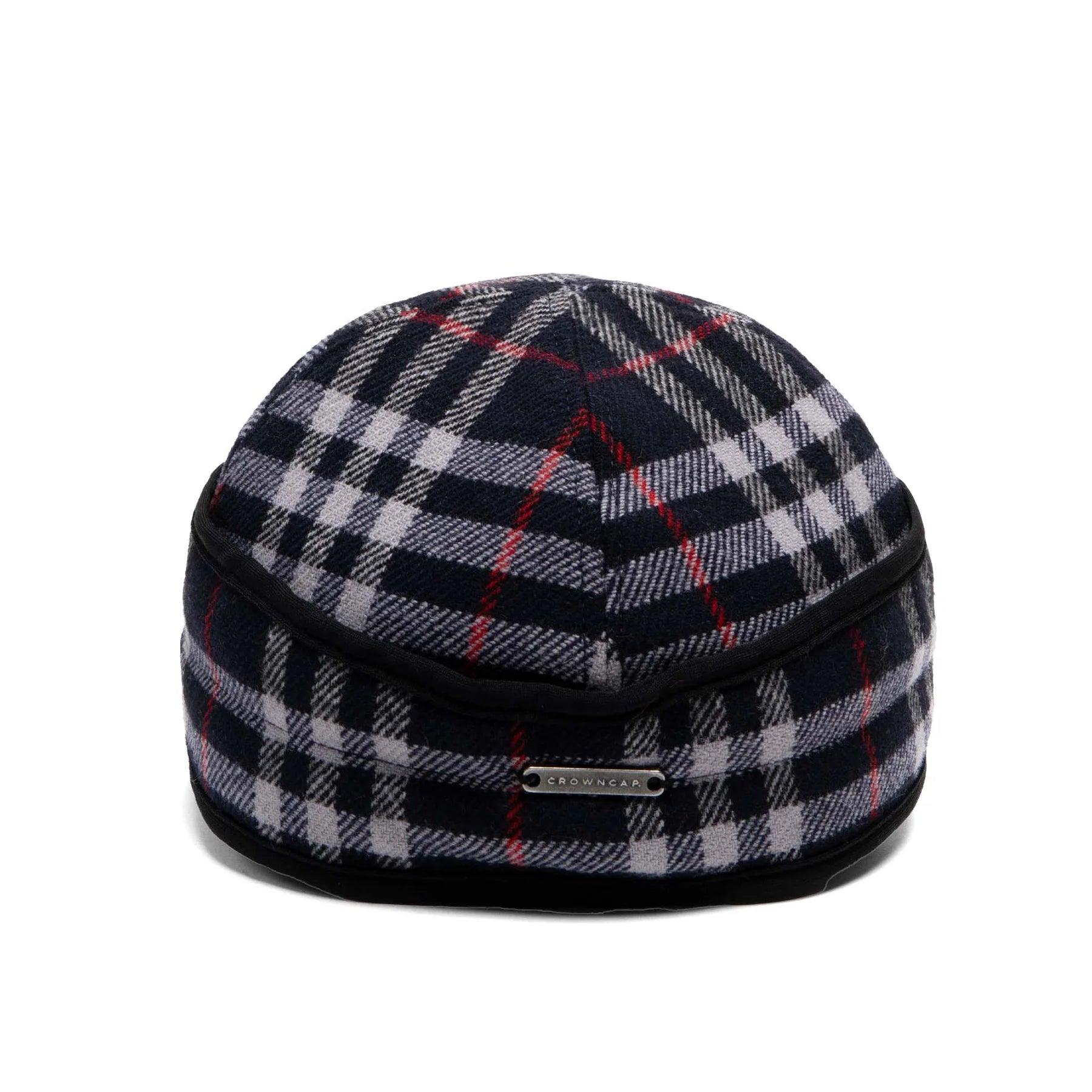 Crown Cap Wool Blend Navy Plaid Railroad Hat - Houlihan Saddlery LLC