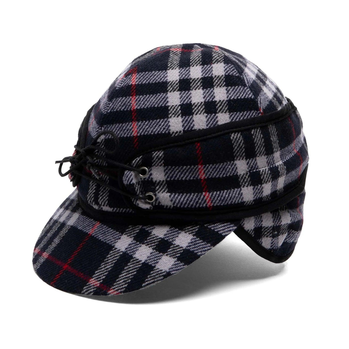 Crown Cap Wool Blend Navy Plaid Railroad Hat - Houlihan Saddlery LLC