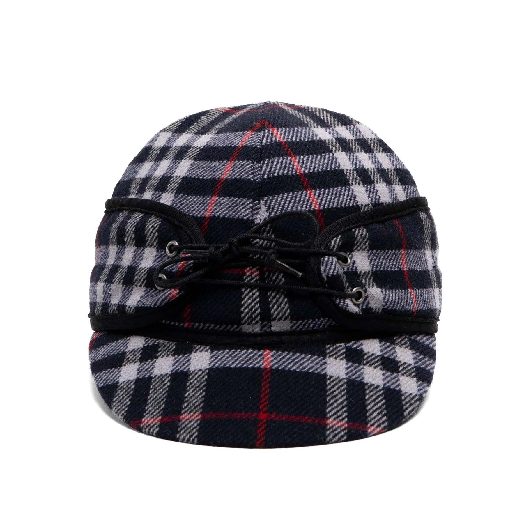 Crown Cap Wool Blend Navy Plaid Railroad Hat - Houlihan Saddlery LLC