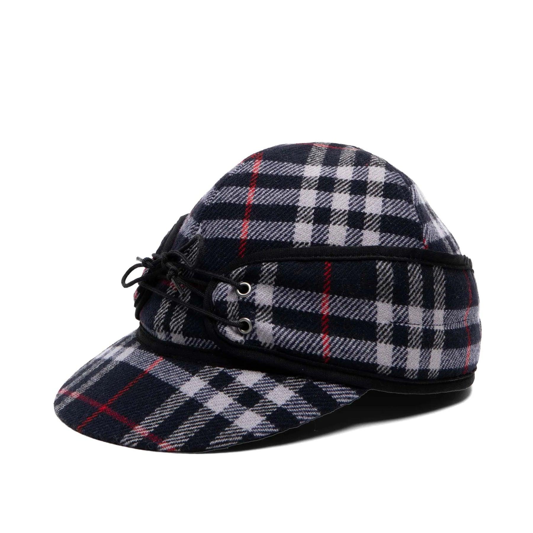 Crown Cap Wool Blend Navy Plaid Railroad Hat - Houlihan Saddlery LLC