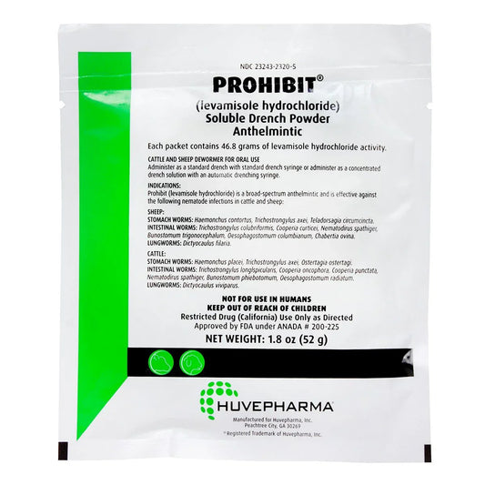 Prohibit Soluble Drench Dewormer - Livestock Dewormers Huvepharma Houlihan Saddlery LLC
