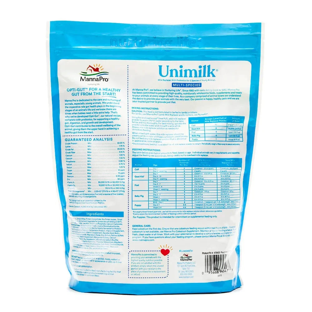 Unimilk Multi-Species Milk Replacer - Livestock Milk Replacer Compana Pet Brands Houlihan Saddlery LLC