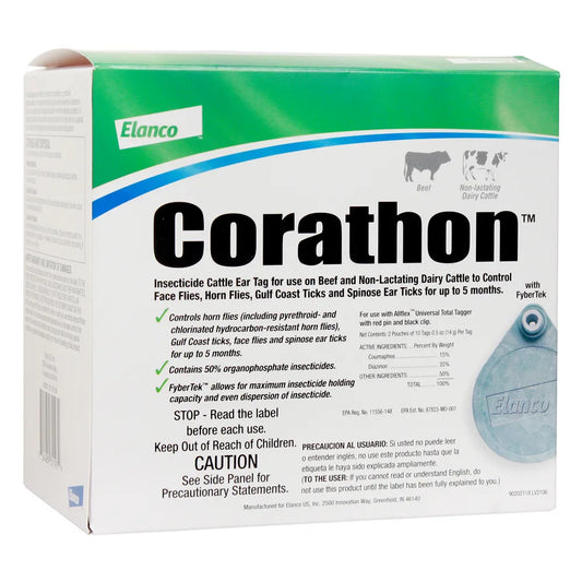 Corathon Insecticide Cattle Ear Tags - Cattle Insect Ear Tags Elanco Houlihan Saddlery LLC