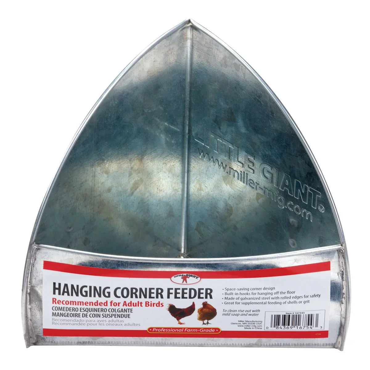 Galvanized Hanging Corner Poultry Feeder