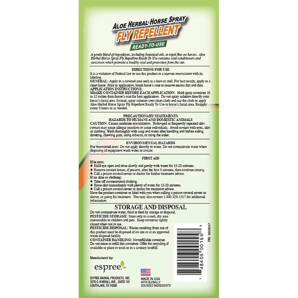 Aloe Herbal Horse Spray Fly Repellent RTU