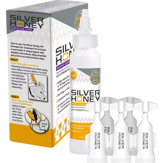 Silver Honey Rapid Ear Care Vet Strength Ear Treatment Kit - Pet Ear Care - Absorbine - Houlihan Saddlery LLC