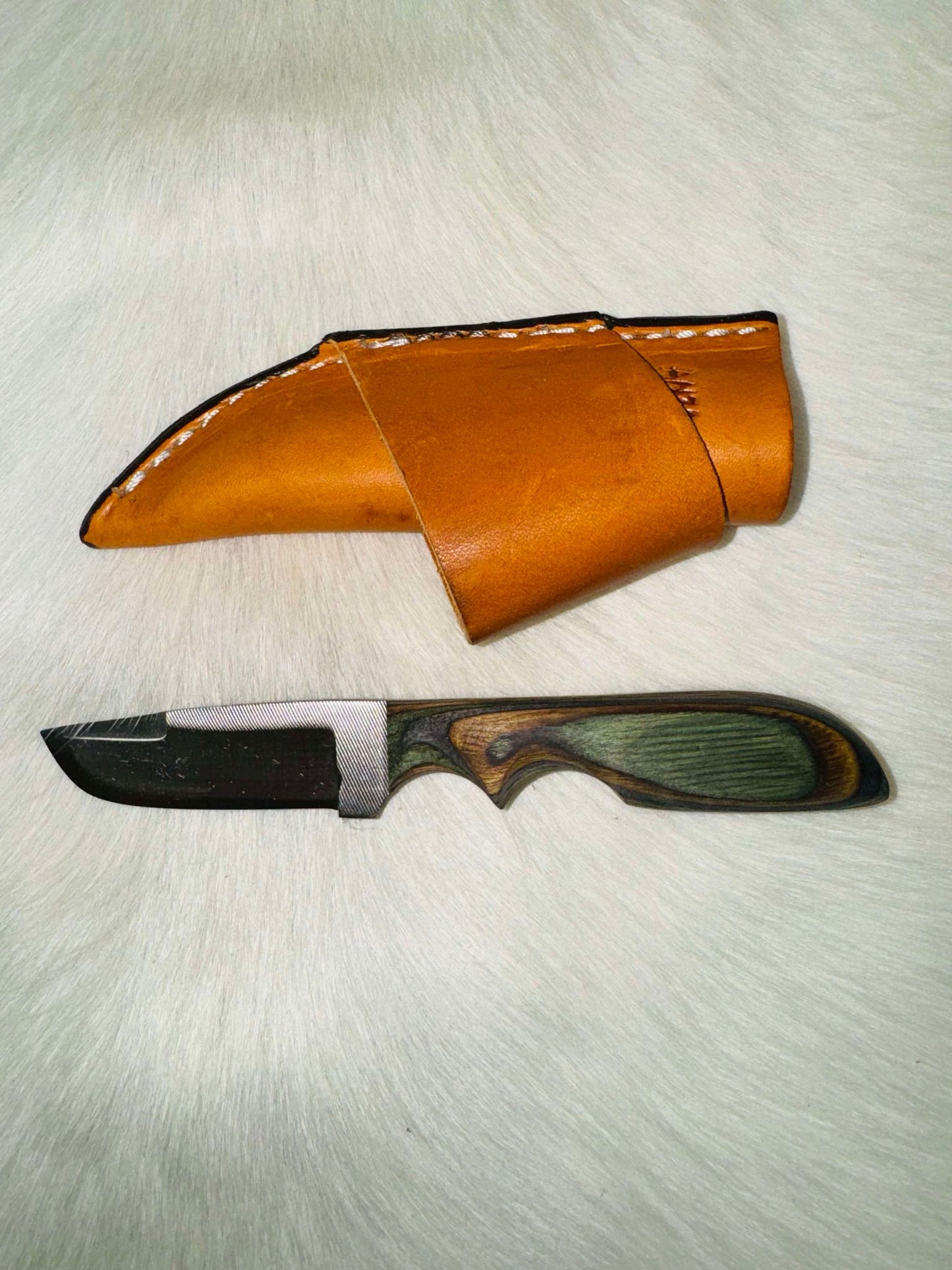 Anza Knives Chamfer Camo Wood Handle