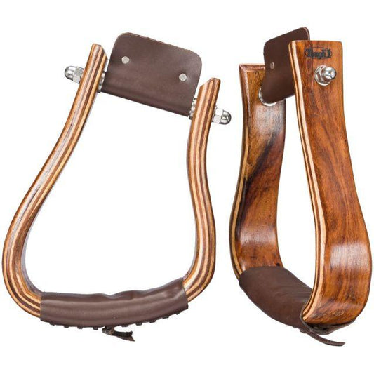 Tough1 Mahogany Wood Angled Stirrups - Houlihan Saddlery LLC