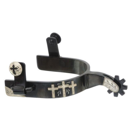 Tough1 Black Steel Triple Cross Ladies Spurs - Houlihan Saddlery LLC