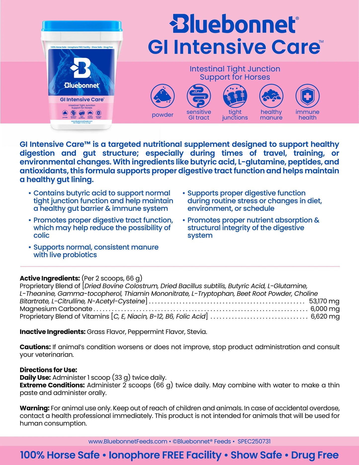 GI Intensive Care™ - Horse Supplements Bluebonnet Feeds Houlihan Saddlery LLC