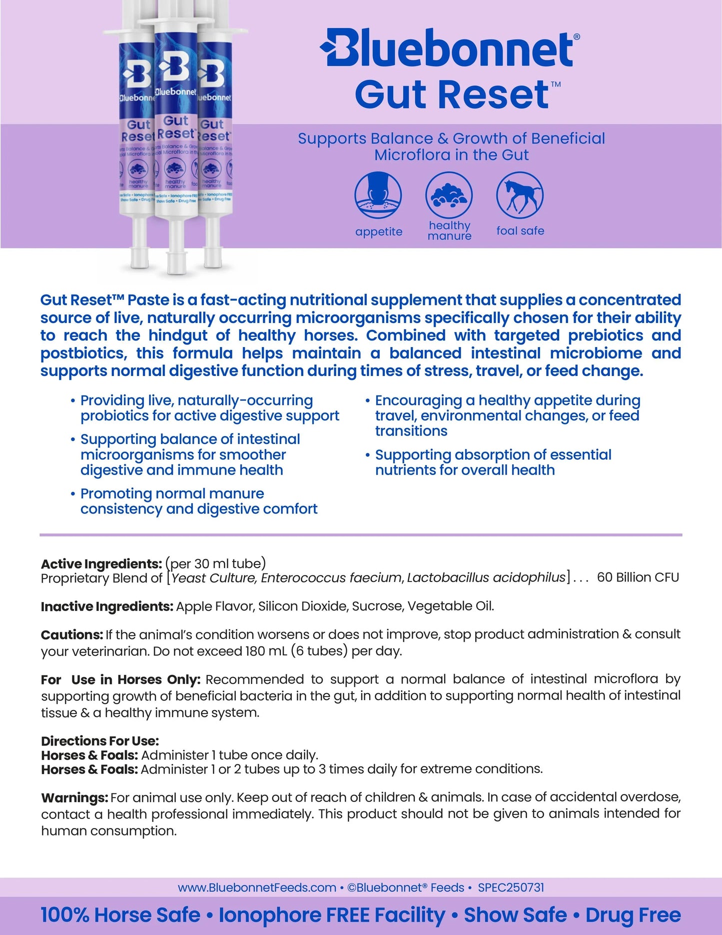 Hind Gut Rescue Program™ - Horse Supplements Bluebonnet Feeds Houlihan Saddlery LLC