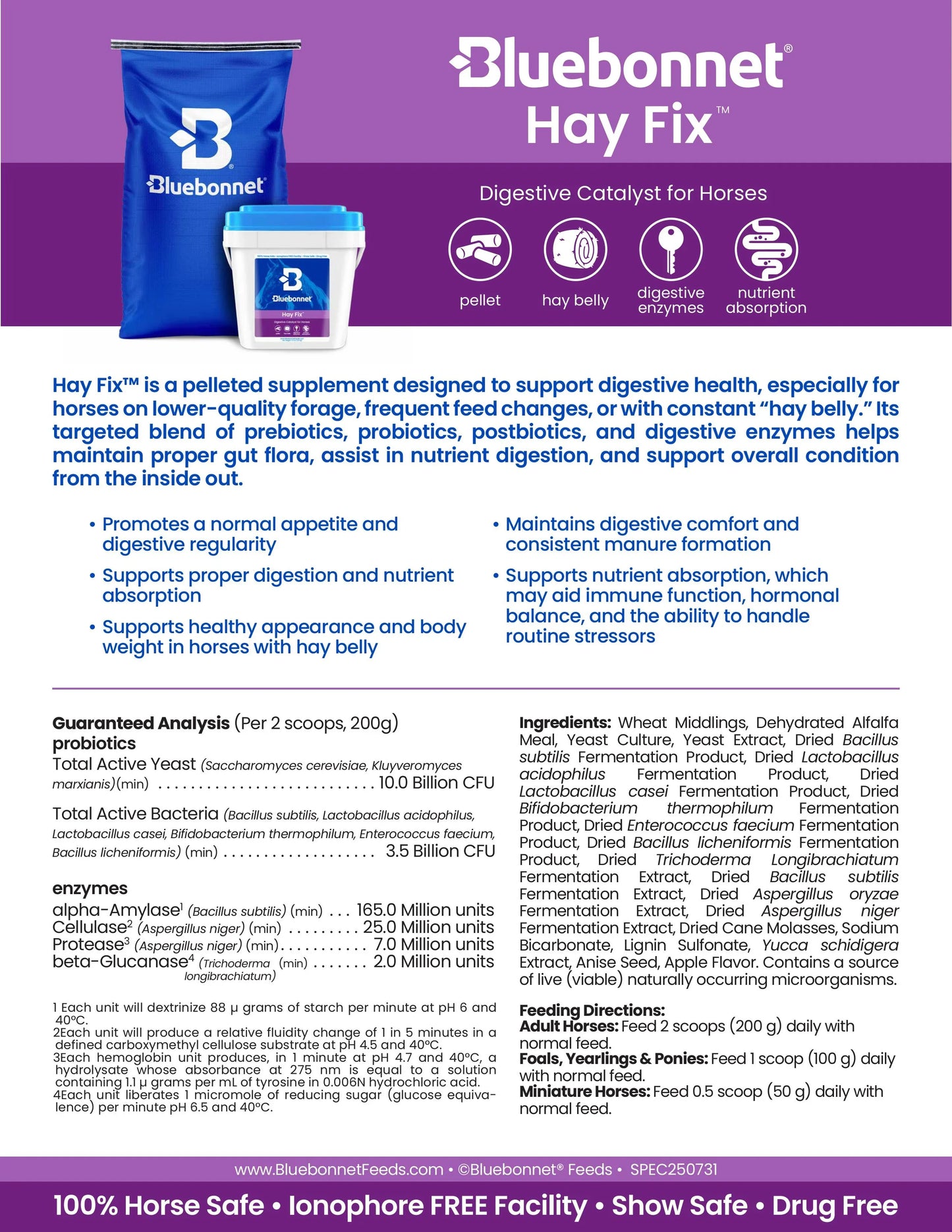 Hay Fix™ - Horse Supplements Bluebonnet Equine Supplements Houlihan Saddlery LLC