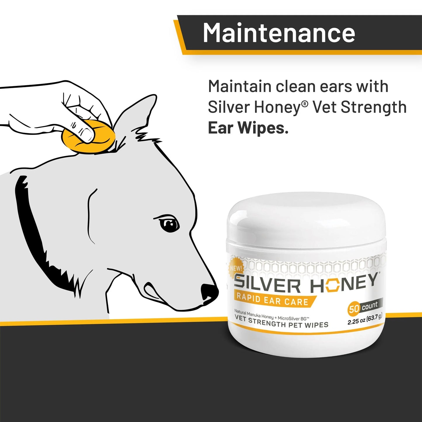 Silver Honey Rapid Ear Care Vet Strength Wipes