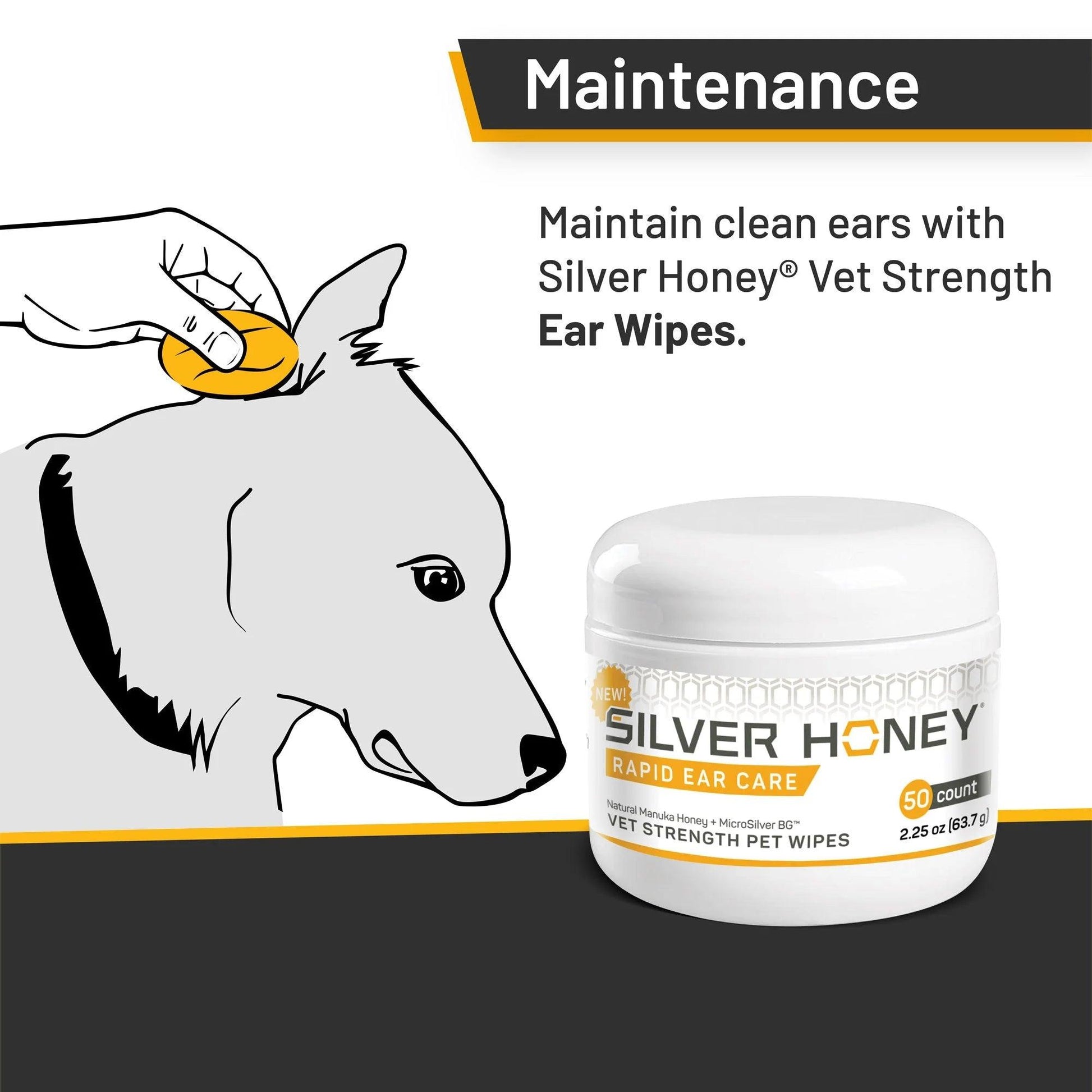 Silver Honey Rapid Ear Care Vet Strength Wipes - Houlihan Saddlery LLC