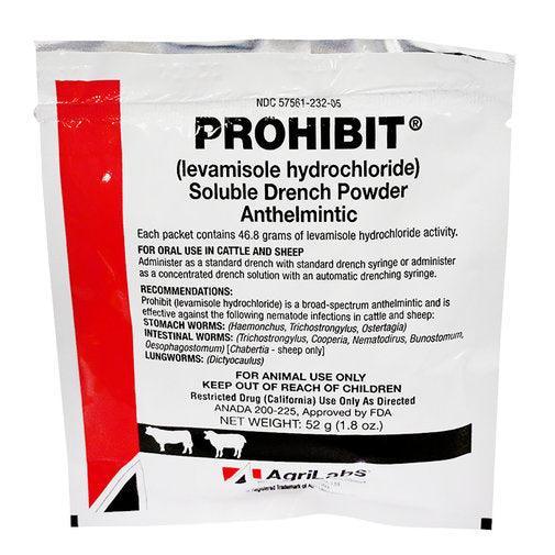 Prohibit Soluble Drench Dewormer for Cattle and Sheep (52 gram) - Houlihan Saddlery LLC